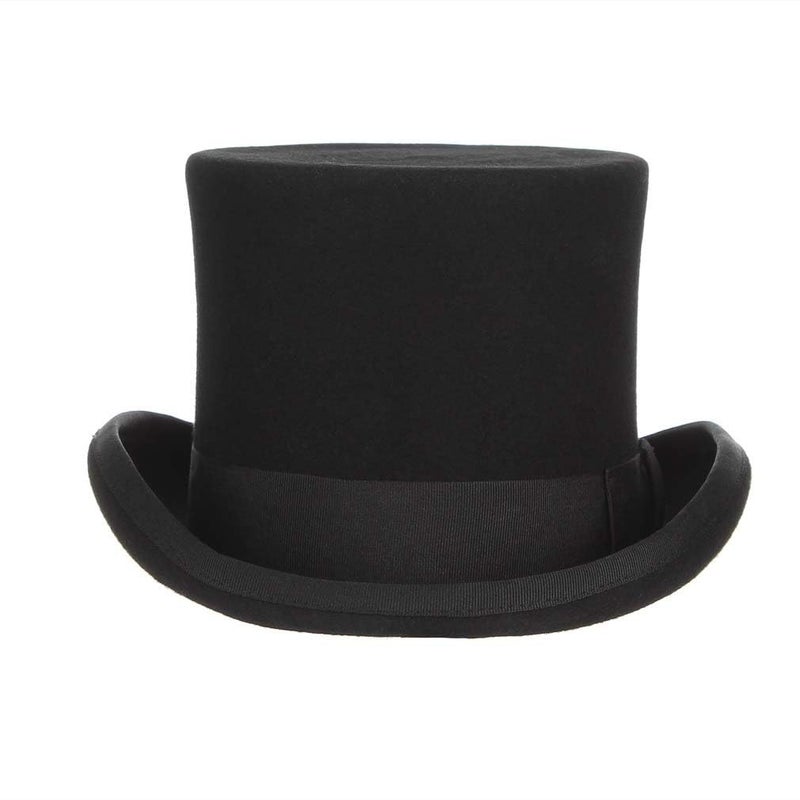 GEMVIE Men's 100% Wool Top Hat Satin Lined Party Dress Hats Derby Black Hat - Image 2